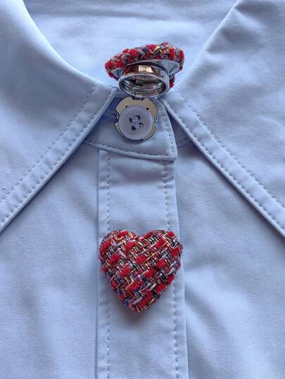 1 pieza/2 piezas Elegantes cubiertas de botón de lana con forma de corazón, cubiertas de botón de camisa, broches de botón de moda con cristales, adecuados para decoración de esmóquines y vestidos de boda