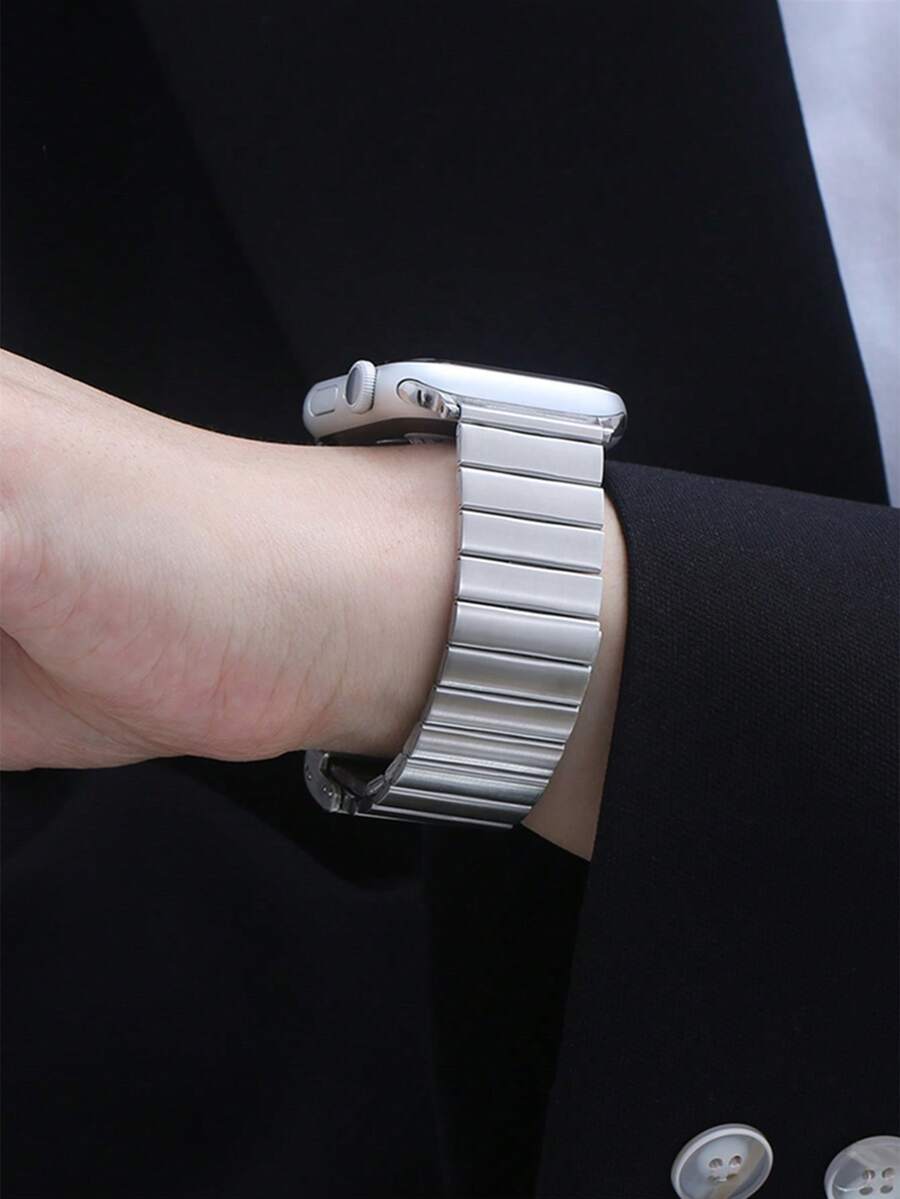 1pc Stainless Steel Bamboo Texture Watch Band, Compatible With Apple Watch