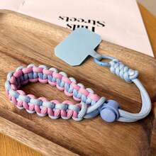 Correa para muñeca ajustable para teléfono, banda tejida corta, accesorio deportivo de moda al aire libre, adecuado para hombres y mujeres, durable compatible con Android y la mayoría de teléfonos inteligentes, regalos para madre, familia, amigos, niños, cumpleaños, vacaciones - Azul menta - Ver 3
