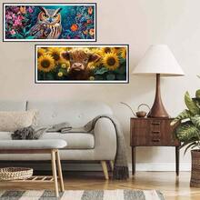 Yomiie 2 Pack Large Diamond Art Kits For Adults, Owl & Cow Diamond Painting Art Animals DIY Full Round Drill Kits, Embroidery Rhinestone Diamond Crystal Craft Canvas Home Wall Decor 31.5x11.81 Inch - 貓頭鷹和牛 - 查看 4