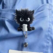 2D 平面可爱猫咪手捧茶杯亚克力证件夹 - 2D 平面设计，PMMA 材质，适用于身份证、医生证明、注册护士证明等。