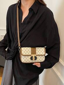 复古时尚别致小众单肩斜挎腋下搭扣小方包 - 白色 - 查看 2