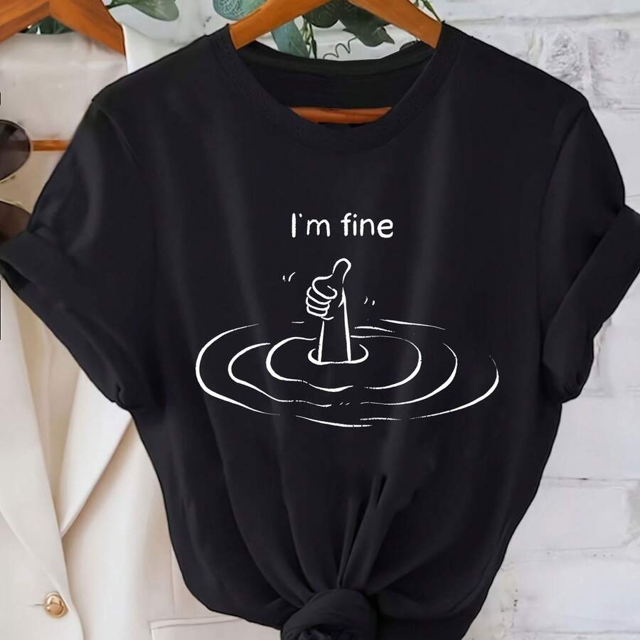 [Fashion Plus-Size Tee] Plus-Size Printed Round-Neck T-Shirt - Casual Short-Sleeve for Spring And Summer - Negro - Ver 1