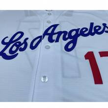 定制款男士/女士/青少年#17堪萨斯城棒球队球衣，白色弹力面料，纽扣设计，字母刺绣T恤，适合体育迷 - 白色 - 查看 9