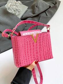 Fashionable Crocodile Grain Crossbody Bag, Minimalist Retro Personalized Handbag, New Versatile Shoulder Bag - Multicolor - View 13