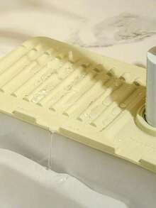 硅胶水龙头滴水盘 - 硅胶水龙头滴水盘、洗洁精分配器、水龙头防溅罩、厨房水槽配件、防溅水、可裁剪窄边、适用于浴室水槽、厨房水槽和碗碟架 - 彩色 - 查看 2