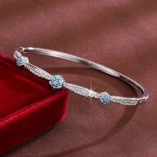 1件 优雅花卉图案设计 立方氧化锆镶嵌 女士时尚手链 - 彩色 - 查看 5