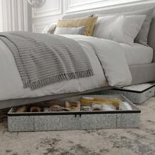 VERSAINSECT Low Profile Under Bed Storage Containers 5 inches high 33.8"x 17.7"x 5.1" Gray Sturdy Underbed Shoe Storage Organizer Foldable Fabric Under the Bed Storage Bins - Pack of 2 - Gris - Ver 6