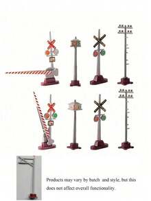 8pcs Miniature Traffic Train Track Signals Set Models, Crossing Gates & Warning Signs, Traffic Light Props, Miniature Creative Red GreenLight, Traffic Signal Pedestrian Light, Accessories For Train Road Landscapes And Building Model Scenes, Party Gift, Construction Pretend Play, Construction Party, Carnival Games, Room Decor