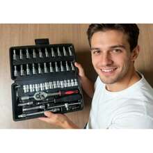 镀铬汽车维修套筒扳手套装 - 家用或送礼佳品 - 黑色 - 查看 1