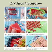 Cat Diamond Painting Kit For Adults, 5D Diamond Art Beginners - DIY Full Diamond Dot Gem Art Paintings, Suitable Gifts, And Home Decoration Crafts,12x12In - 多色 - 查看 8
