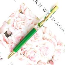 Customized Text Logo Metal Flat Head Oiled Floating Dried Flower Pen, Luxury Fashion Pen, Personalized Inspirational Pen, Back To School Gift, Daily Office & Student Use, Thoughtful Gift For Friends, Teachers, Family - Multicolor - View 32