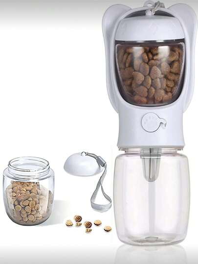 2-In-1 Dog Water Bottle With Detachable Food Container, Leak-Proof, Suitable For Hiking And Travel