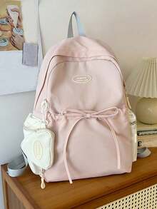 Elegant Bow Backpack, Suitable For Women, College Students, Daily Commute, Can Be Used As Handheld Or Shoulder Bag, Outdoor Travel Bag, Essential Accessory For High School Girls (With Small Pouch For Keys, Lipstick), University Backpack - Multicolor - View 2