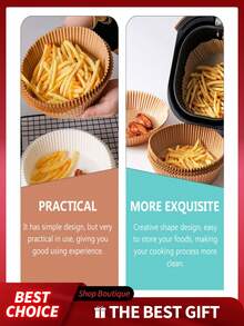 100张/包 空气炸锅衬垫，不粘空气炸锅烘焙纸，防油防水，烘焙纸，微波炉适用，6.3英寸 - 彩色 - 查看 9