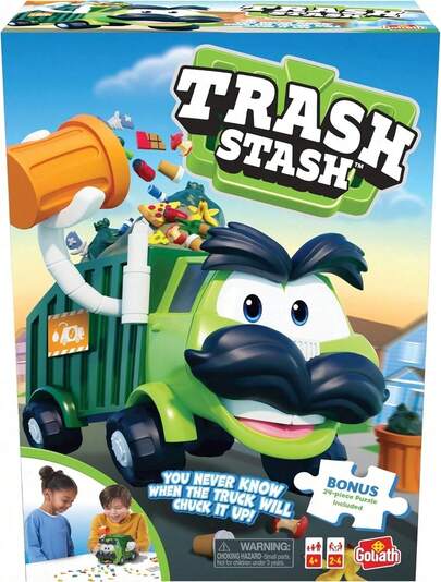 EstiloTendenciaGoliath Juego De Basura Con Rompecabezas De 24 Piezas – Llena El Basurero, Mira CóMo Volcar En CamióN De Basura O CamióN Lo Portabrocas – Incluye Rompecabezas De 24 PiezasCalidad PremiumVersióN Mejorada