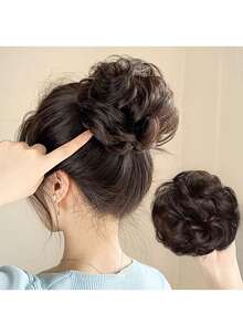 1pc Messy Bun Hair Scrunchie, 30g Thick Fluffy Hair Accessory Elastic Hair Band For Ponytail, Suitable For Women & Girls Daily, Party, Wedding - Multicolor - View 13