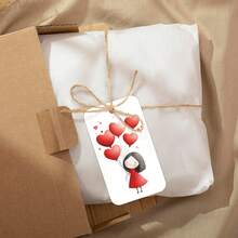 50pcs Romantic Love-Themed Gift Tags With Hemp Rope - Red Heart Design For Valentine's Day, Birthday, Wedding Anniversary Party Decoration, DIY Gift Wrapping & Favors, Love Hanging Tags - Red - View 4