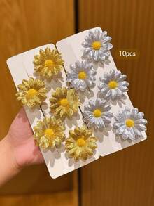 10pcs Cute Sunflower Hair Clips, Suitable For Daily Use, Claw Clips, Hair Slide, Hair Barrettes - Multicolor - View 4