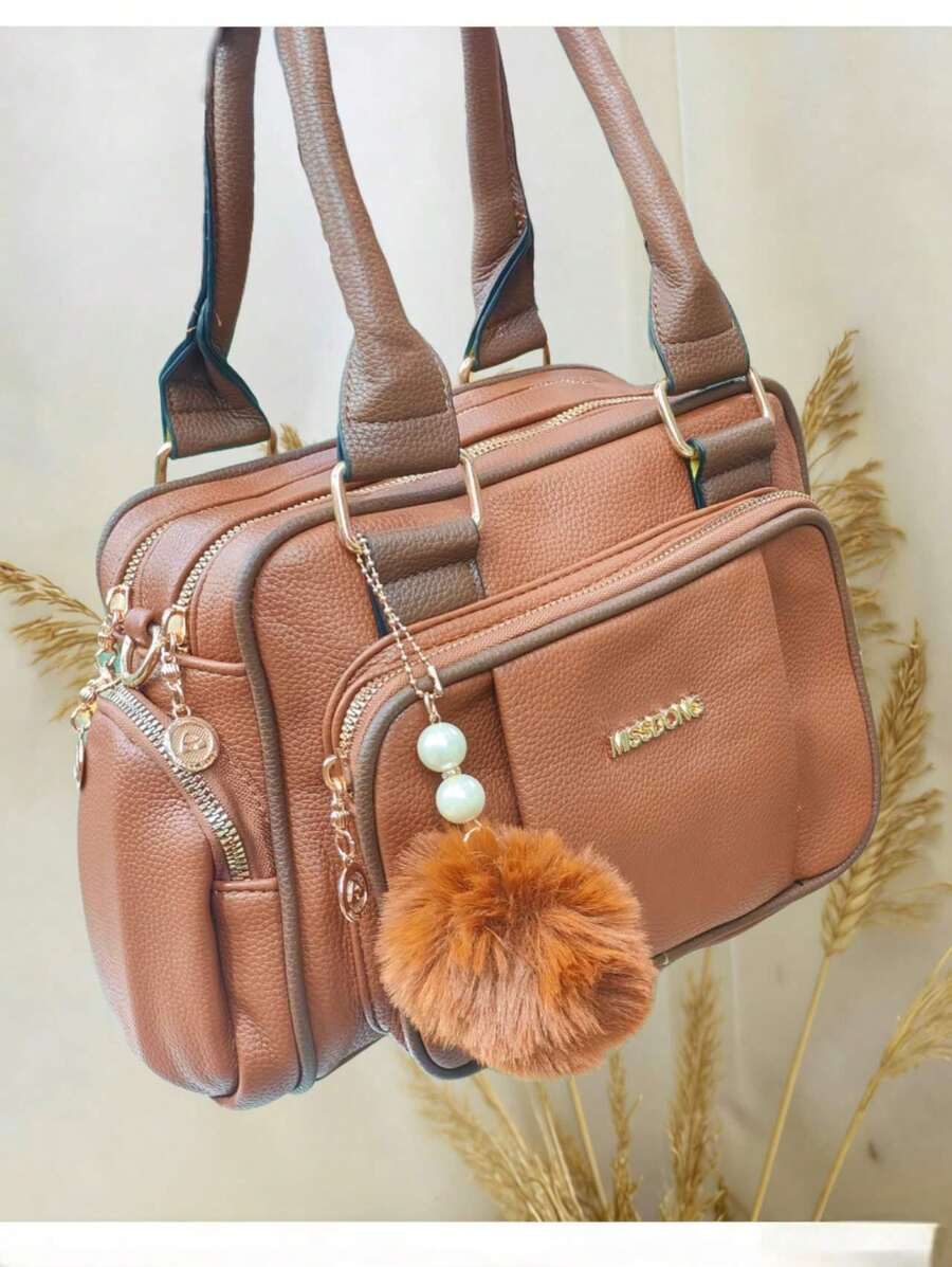 Women's Travel Bag, Lightweight, Small, With Multiple Pockets, Portable, Messenger Style, Large Capacity, For Daily Commutes, Bowling. - Màu nâu Mocha - Xem 1