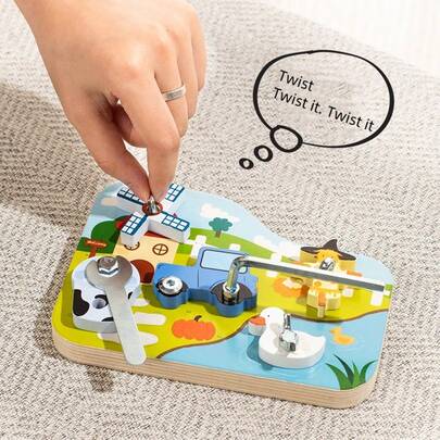 Children's Early Education Enlightenment Outdoor Scene Screw Toys Hands-On Ability Training Baby Puzzle Educational Toys Puzzle Busy Screw Early Education Manual Outdoor Scene Farm Screw Toys Assembly Baby Hands-On Brain Puzzle Toys Cartoon Screw Teaching Aids Parent-Child Hands-On Brain Exercise Hand Eye Coordination Puzzle Toys