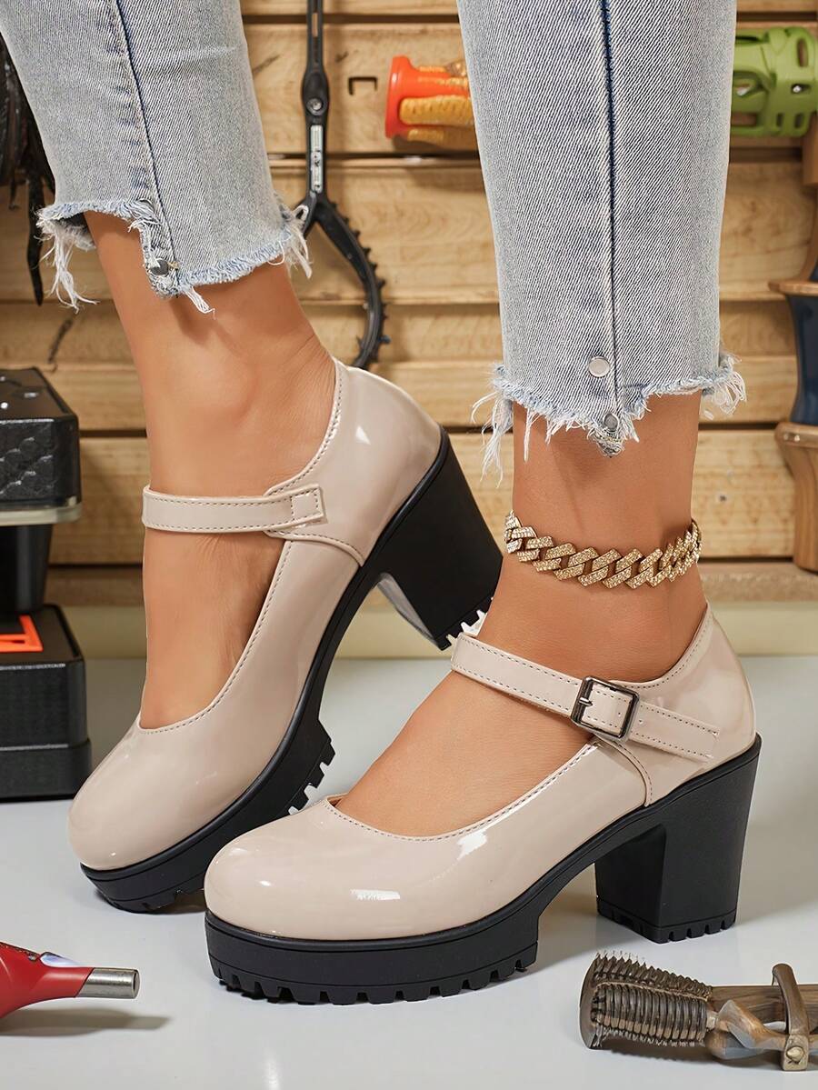 Academy Style Versatile Elegant Chunky Heel Mary Jane Shoes With Single ...