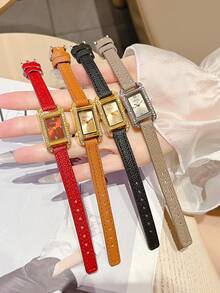 1 pieza Reloj de mujer con esfera cuadrada y correa de acero inoxidable, reloj de cuarzo elegante y delicado, adecuado para uso diario, ocasiones formales y decoración de muñeca - Unitalla - Ver 11