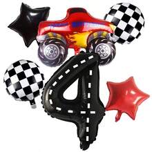 Numeric Racing Theme Balloons, Adding Fun To Your Birthday Party. Black Line Numeric Grid Round Balloons, Pentagram Racing Theme Party Decorations - 黑色 - 查看 5
