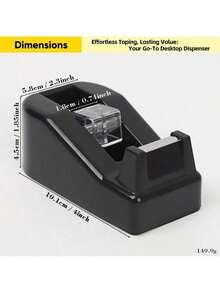 1pc Desktop Tape Dispenser, Black, With Weighted Non-Slip Base And Sharp Blade, Suitable For Office, Home And School