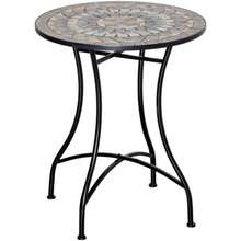 Round Bistro-Style Garden Table With Green, Beige And White Ceramic Mosaic Top, Ø 60 Cm, Ideal For The Garden, Balcony And Terrace. - 黑色 - 查看 9