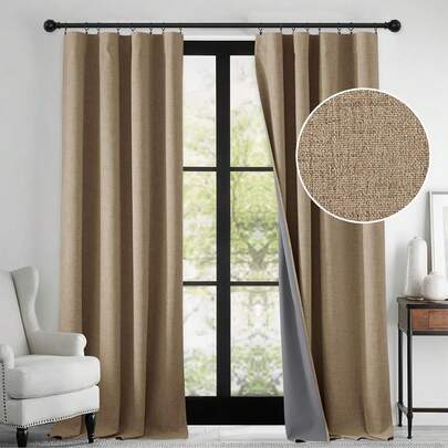 1pc Beige Modern Linen Gauze Curtain - Japanese Linen Style, Rod Pocket Design, Suitable For Living Room And Bedroom - Sheer And Light Filtering Curtain, Living Room Curtain, Bedroom Curtain (160g Fabric Weight)