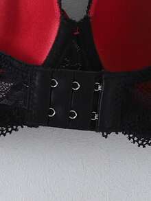 1pc Women's Sexy Lace Padded Push-Up Bra - Black - View 6