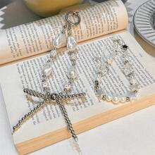 1pc Rhinestone & Pearl Beaded Phone Lanyard, Compatible With Apple, And Other Smartphone Cases, Unique Design - Multicolor - View 5