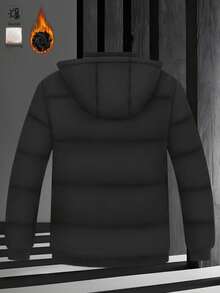 Men's Outdoor Casual Sports Fashion Multi-Pocket Detachable Hooded Thick Thermal Lined Jacket, Suitable As Gift For Boyfriend, Husband, Father, Autumn/Winter - Black - View 4