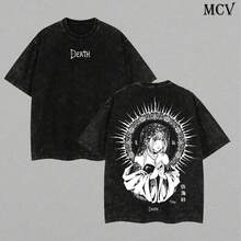 Vintage Washed Tee –  Anime Shirt For Streetwear Fans - Black - View 1