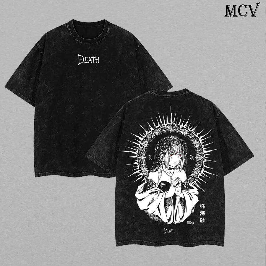 Vintage Washed Tee – Anime Shirt For Streetwear Fans - Black - View 1