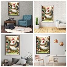 MRMIOOM 5D Cute Hen Diamond Art Kits For Adults Beginners, DIY Full Round Drill Diamond Painting Kits, Colourful Chicken Paint By Diamonds Dots Gem Art Crystal Easy, Home Wall Decor 30x40cm - D016-美國 - 查看 7