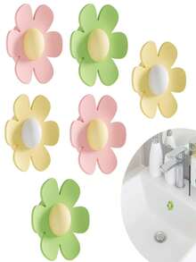 3pcs Bathroom Sink Overflow Cover | Odor-Proof Silicone Plug | Decorative Flower Design | Fits 2cm Drain Hole | 3pcs Set (Mixed Color) - Multicolor - View 1