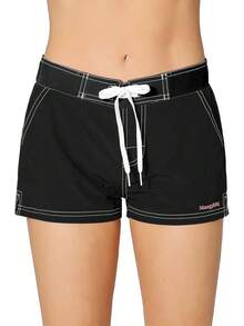 Women Quick Dry Swimwear Trunks Sports Board Shorts With Soft Briefs Inner LiningA Valentine's Day JVBY - 黑色 - 查看 1