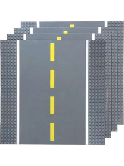 EstiloTendenciaStrictly Briks - Compatible Con Bloques De ConstruccióN  Placas De Carretera De 25.4 X 25.4 Cm, Paquete De 4 Placas Base De Ladrillo Para City Road, Street, Race Track, TamañO CláSico (2 RectosCalidad PremiumVersióN Mejorada