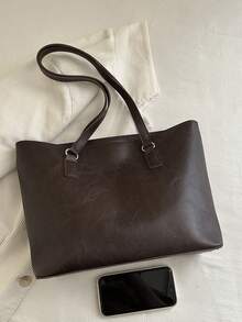 女士日常通勤时尚多功能手提包，女士手提包，优雅女士手提包，时尚女士手提包，大容量手提包 - 棕色 - 查看 8