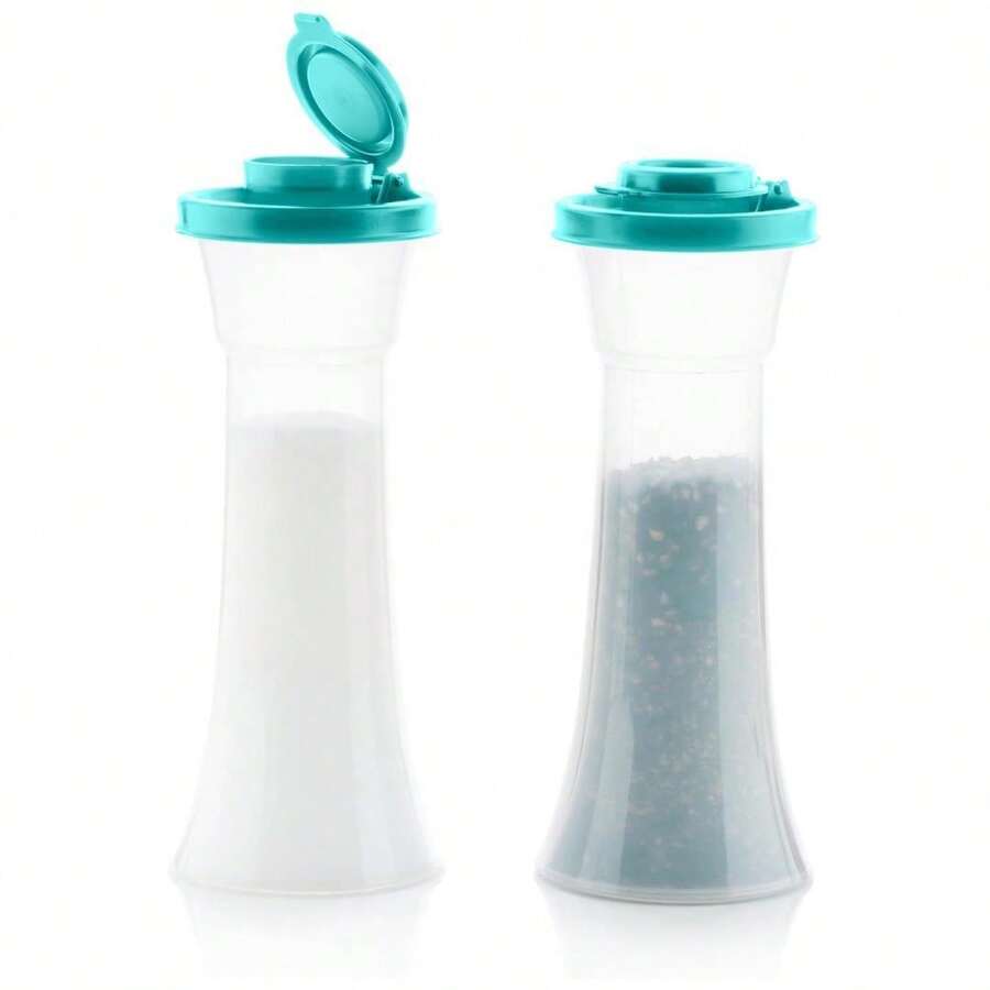 Salt And Pepper Shakers, 2 Pieces/Set, Large Plastic Salt And Pepper Shakers With Lids, Leak-Proof Seasoning Bottles For Home And Restaurant Use - Blue - View 1