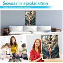 5D Jes 1us Diamond Art Kits For Adults, Cross Diamond Painting Kits For Adults Beginners,  DIY Diamond Painting With Round Gem Art Kits For Gift Home Wall Decor 12x16 Inch - D014-美國 - 查看 4