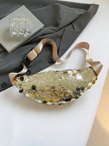Túi đeo ngực đính sequin thời trang, túi đeo hông thể thao thường ngày dành cho nữ, túi đeo chéo, túi đeo ngực thể thao unisex. - Vàng - Xem 6