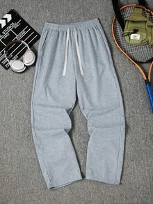 女士灰色阔腿运动裤，宽松抽绳腰带，休闲舒适，适合日常穿着和轻度运动 - 灰色 - 查看 4