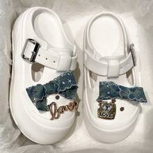 Summer Fashion Versatile Cute Bow Slip-On Casual Beach Sandals - White - View 2