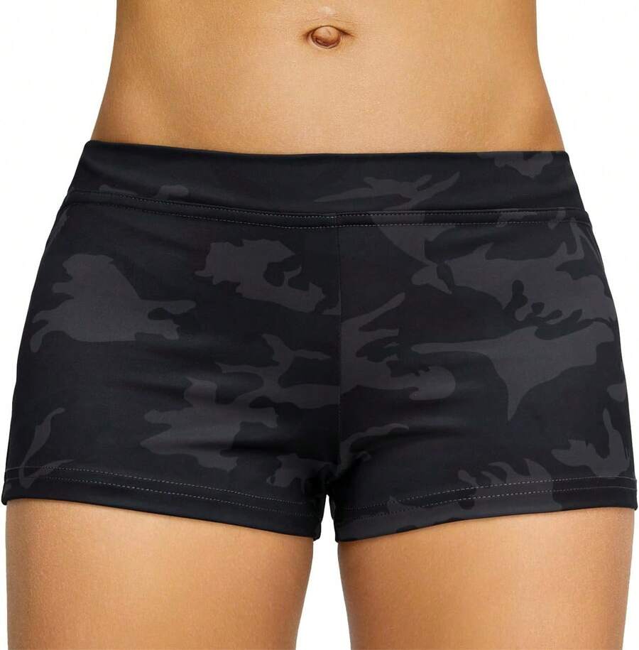 Cut Low Rise Booty Shorts - Spandex Active Dance Yoga Workout Fitness Shorts WomenA Valentine's Day KV0K - 灰色迷彩 - 查看 1