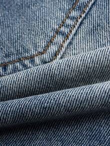 Vintage Washed Light Color Embroidered Adjustable Waist Distressed Denim Shorts For Young Boys - Light Wash - View 10