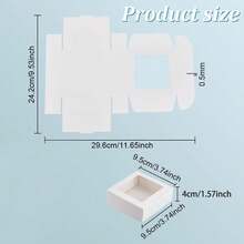 24pcs White Paper Boxes With Clear Window, (3.74x3.74x1.57 Inches) Gift Packaging Boxes, Suitable For Baking Cookies, Cakes, Candies, Weddings, Parties, Mother's Day Holiday Gifts - White - View 4