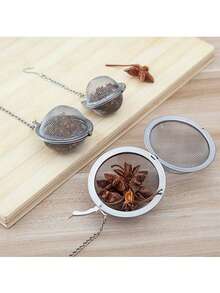 3个/1个不锈钢茶漏球 - 适用于散装茶叶、香料和汤料，圆形网状球体，带链条和挂钩，厨房必备冲泡工具，厨房用品，馈赠亲友、情人节、节日佳品，厨房配件 - 銀色 - 查看 6